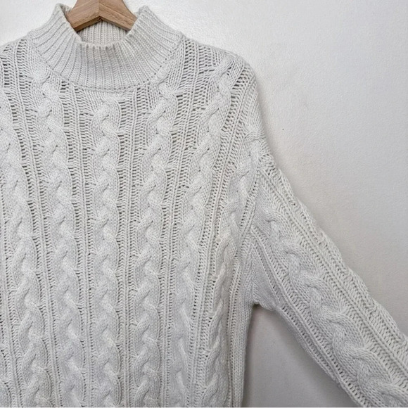 Dreamers Womens S/M Mock Neck Cable Knit  Chunky Sweater Dress Ivory Color - Picture 6 of 15